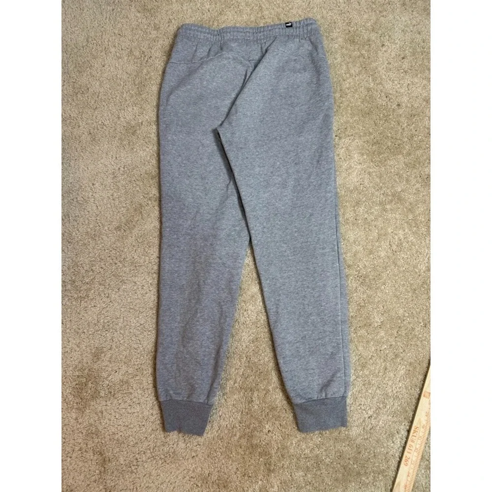 Puma Jogger Sweatpants Mens S Gray Logo Athletic Lounge Pants Pockets Drawstring